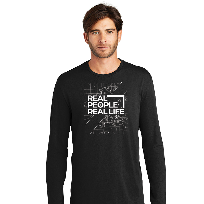 Long Sleeve Tee - Real People Real Life w/ Warsaw Map (DT105)
