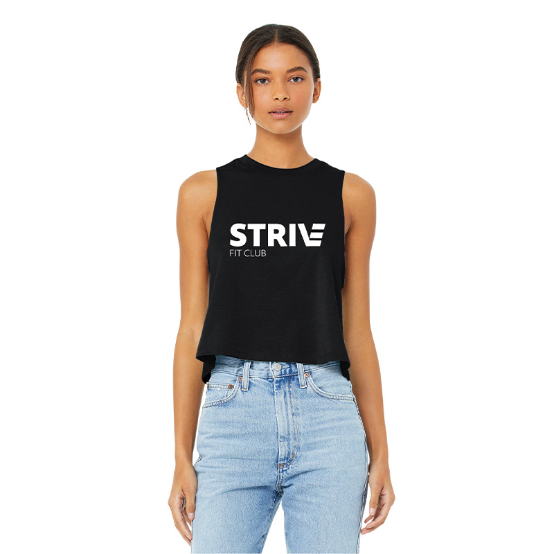 Strive - BC6682 BELLA+CANVAS Women’s Racerback Cropped Tank - Solid Black Blend