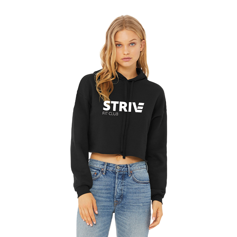 Strive - BC7502 BELLA+CANVAS Women’s Sponge Fleece Cropped Fleece Hoodie - Black